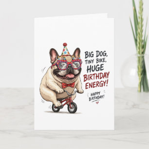 Grappige Franse Bulldog Verjaardag Fiets Feestje Kaart