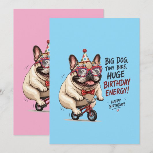 Grappige Franse Bulldog Verjaardagsfietsfeestje (Voorkant / Achterkant)