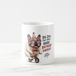 Grappige Franse Bulldog Verjaardagsfietsfeestje Koffiemok