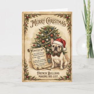 Grappige Franse Bulldog Verwende Boujee Kerstlijst Kaart