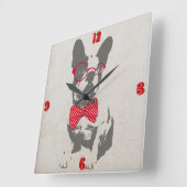  Grappige Franse Bulldog Vierkante Klok (Hoek)