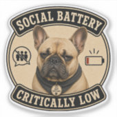 Grappige Franse Bulldog Vinyl Sticker | Sociale Ba (Voorkant)