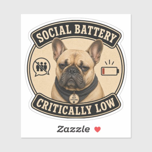 Grappige Franse Bulldog Vinyl Sticker | Sociale Ba (Vel)