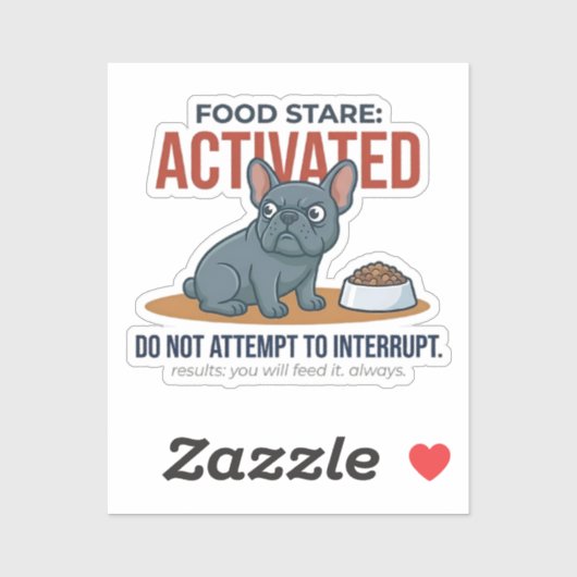 Grappige Franse Bulldog Voedsel Starende Geactivee Sticker (Vel)