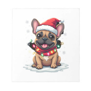 Grappige Franse Bulldoggen Kerstman Hoed Lichten S Notitieblok