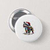 Grappige Franse Bulldogs Kerstmis Santa Hat Lights Ronde Button 5,7 Cm (Voorkant /achterkant)