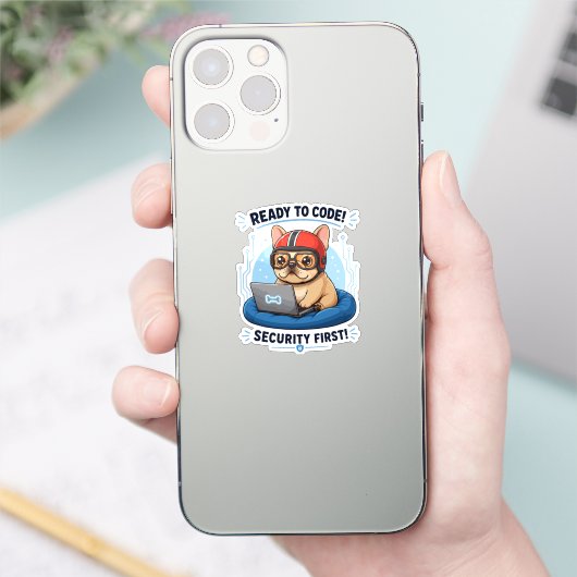 Grappige Franse Coder Cybersecurity Hond Sticker (Telefoon)