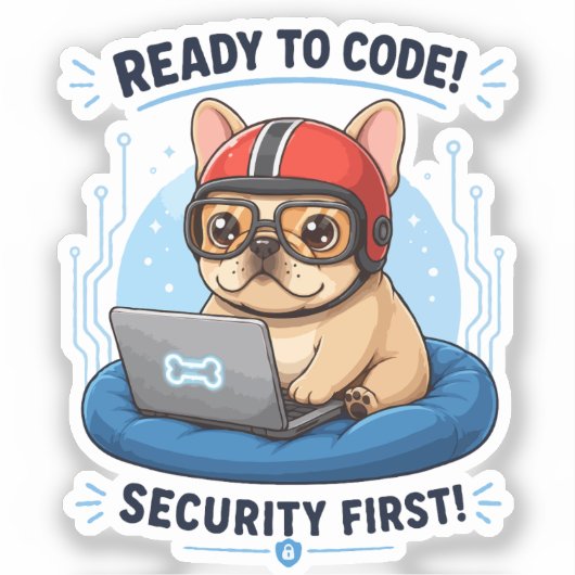 Grappige Franse Coder Cybersecurity Hond Sticker (Voorkant)