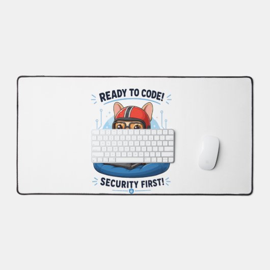 Grappige Franse Coder Cybersecurity Hond Sticker Bureaumat (Keyboard & Muis)