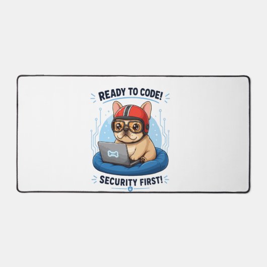 Grappige Franse Coder Cybersecurity Hond Sticker Bureaumat (Voorkant)