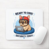 Grappige Franse Coder Cybersecurity Hond Sticker Muismat (Met muis)
