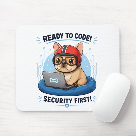 Grappige Franse Coder Cybersecurity Hond Sticker Muismat (Met muis)