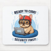 Grappige Franse Coder Cybersecurity Hond Sticker Muismat (Voorkant)