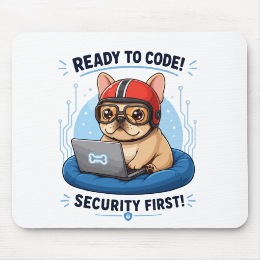 Grappige Franse Coder Cybersecurity Hond Sticker Muismat (Voorkant)