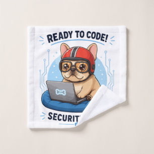 Grappige Franse Codeur Cybersecurity Hond Sticker Washandje