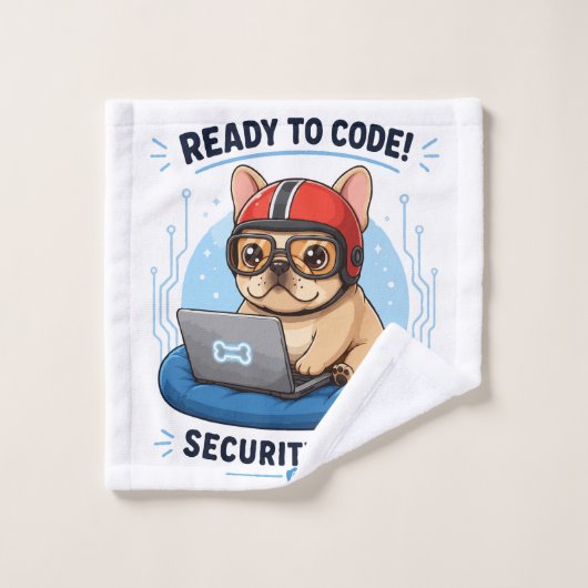 Grappige Franse Codeur Cybersecurity Hond Sticker Washandje (Wasdoekje)