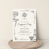 Grappige Franse Fun Hand Drawn Engagement Party Kaart