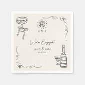 Grappige Franse Fun Hand Drawn Engagement Party Servet (Voorkant)