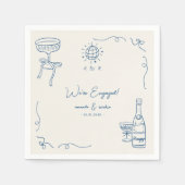 Grappige Franse Fun Hand Drawn Engagement Party Servet (Voorkant)