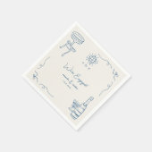 Grappige Franse Fun Hand Drawn Engagement Party Servet (Hoek)