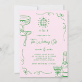 Grappige Franse Fun Monogram Hand getrokken bruilo Kaart (Voorkant)
