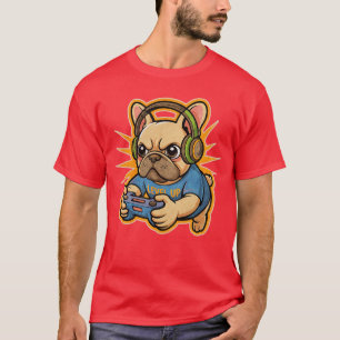 Grappige Franse gamer Schattige Franse Bulldog Gam T-shirt