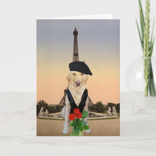 Grappige Franse hond / lab Valentijn Feestdagen Kaart (Voorkant)