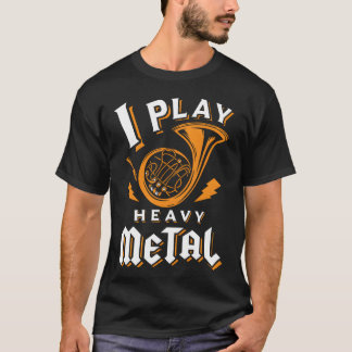 Grappige franse hoorn speel heavy metal t-shirt