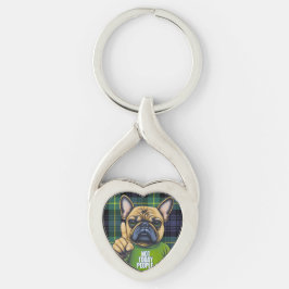 Grappige Franse stier hond Plaid Sleutelhanger