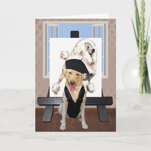 Grappige Franse Verjaardag met Lab Kaart (Voorkant)