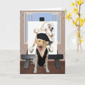 Grappige Franse Verjaardag met Lab Kaart (Gele Bloem)