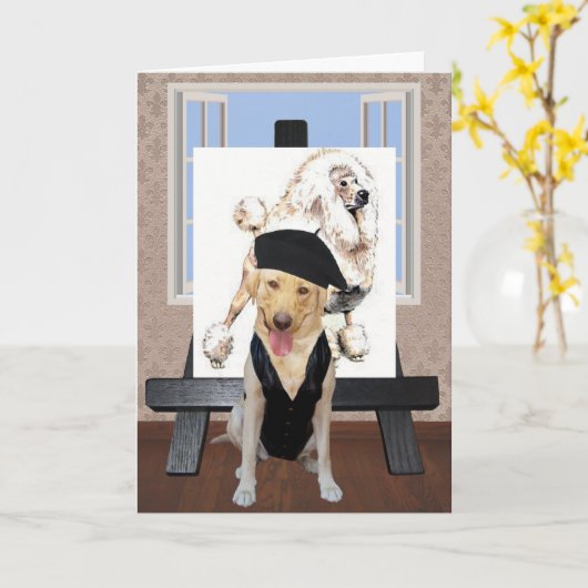  Grappige Franse Verjaardag met Lab Kaart (Gele Bloem)