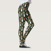 Grappige Frazzled Christmas Pinguins op Groen Leggings (Rechts)