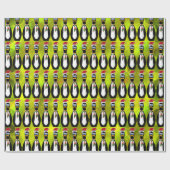 Grappige Frazzled Santa Penguin op Chartreuse v2 Cadeaupapier (Vlak)