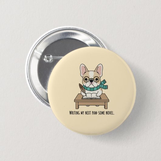 Grappige Frenchie Bril Teken Illustratie Ronde Button 5,7 Cm (Voorkant /achterkant)