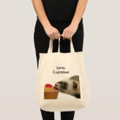 Grappige fret houdt van cupcakes foto tote bag (Voorkant (product))