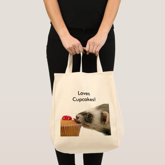 Grappige fret houdt van cupcakes foto tote bag (Voorkant (product))