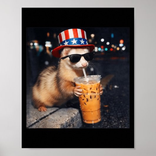 Grappige Fret Iced Coffee Meme Retro Stedelijk Gen Poster (Voorkant)