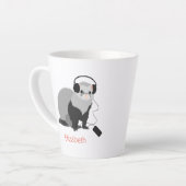 Grappige fret muziek liefhebber mustelid huisdier latte mok (Linkerhoek)