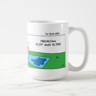 Grappige freudiaanse slip en glijbaan koffiemok
