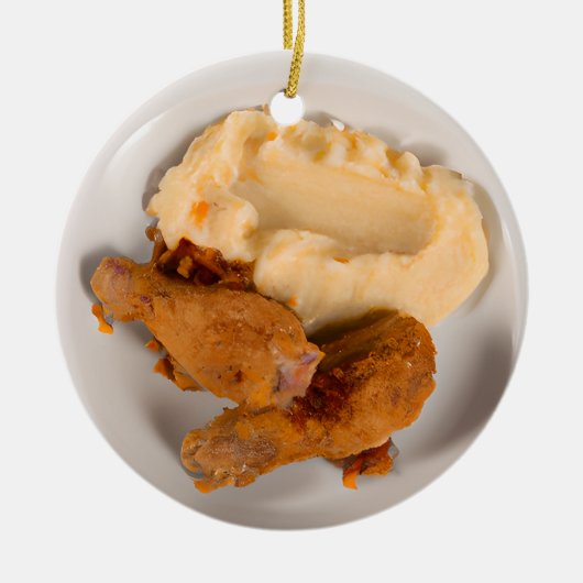 Grappige Fried Chicken Pun Christmas Keramisch Ornament (Voorkant)