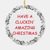 Grappige Fried Chicken Pun Christmas Keramisch Ornament (Achterkant)