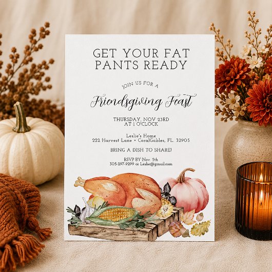Grappige Friendsgiving-feestuitnodiging Kaart