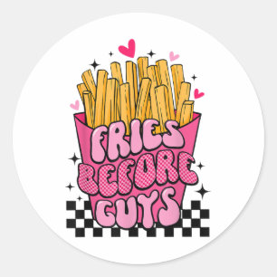 Grappige Fries liefhebbers voordat jongens Valenti Ronde Sticker