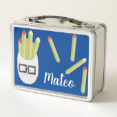 Grappige frietjes kindernaam metalen lunchbox (Achterkant)