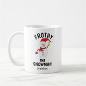 Grappige Frosty de Sneeuwman met bier gepersonalis Koffiemok (Links)