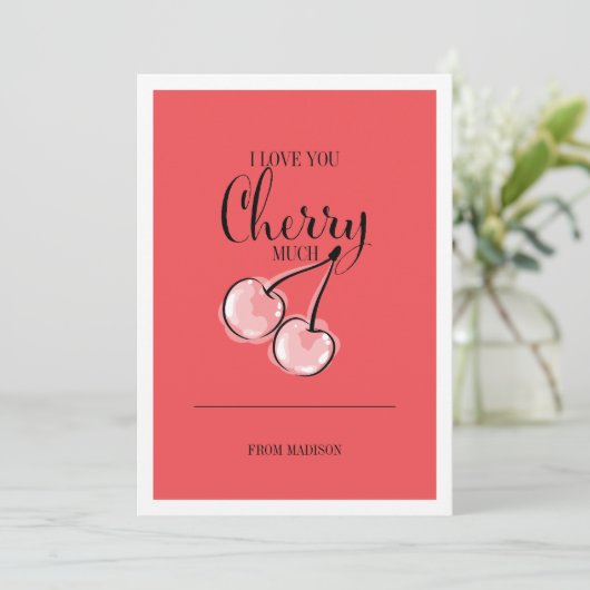 Grappige Fruit Pun Cherry Valentijn Kaart (Staand voorkant)