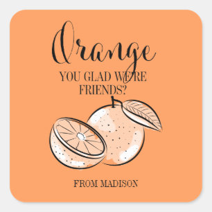 Grappige Fruit Pun Oranje Valentijn Sticker