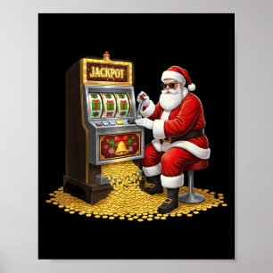 Grappige Fruitautomaat Kerstman Kerst Grafisch Cas Poster