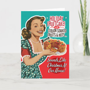 Grappige Fruitcake Retro Kerstkaarten Feestdagen Kaart